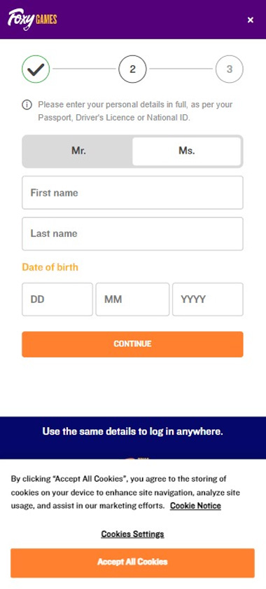 foxy-games-casino-registration-process-step-2