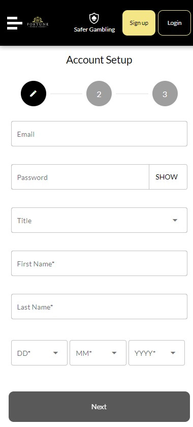 Fortune-Mobile-casino-registration-process-step-1